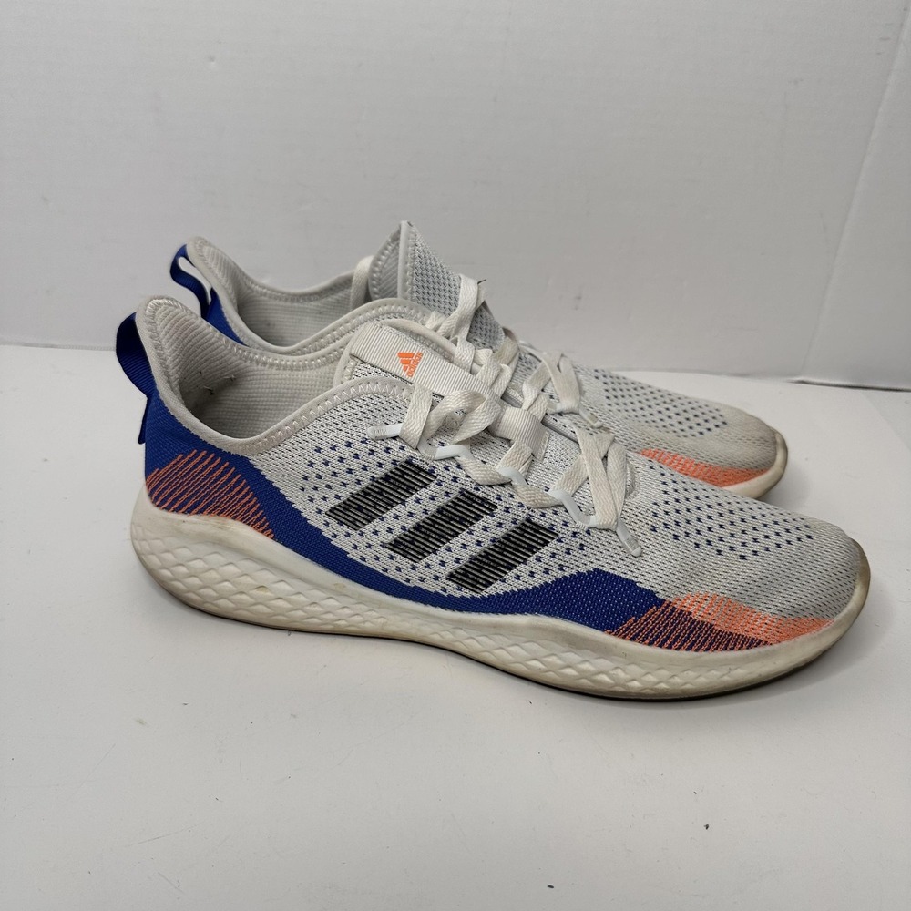 Adidas Fluidflo 2.0 White Blue Knit Running Shoes Mens Size 12 FY5959
